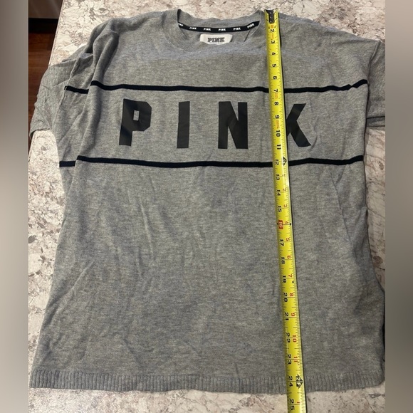 VS PINK Slit Back lightweight sweater Grey & Black NWOT Medium - Picture 8 of 10
